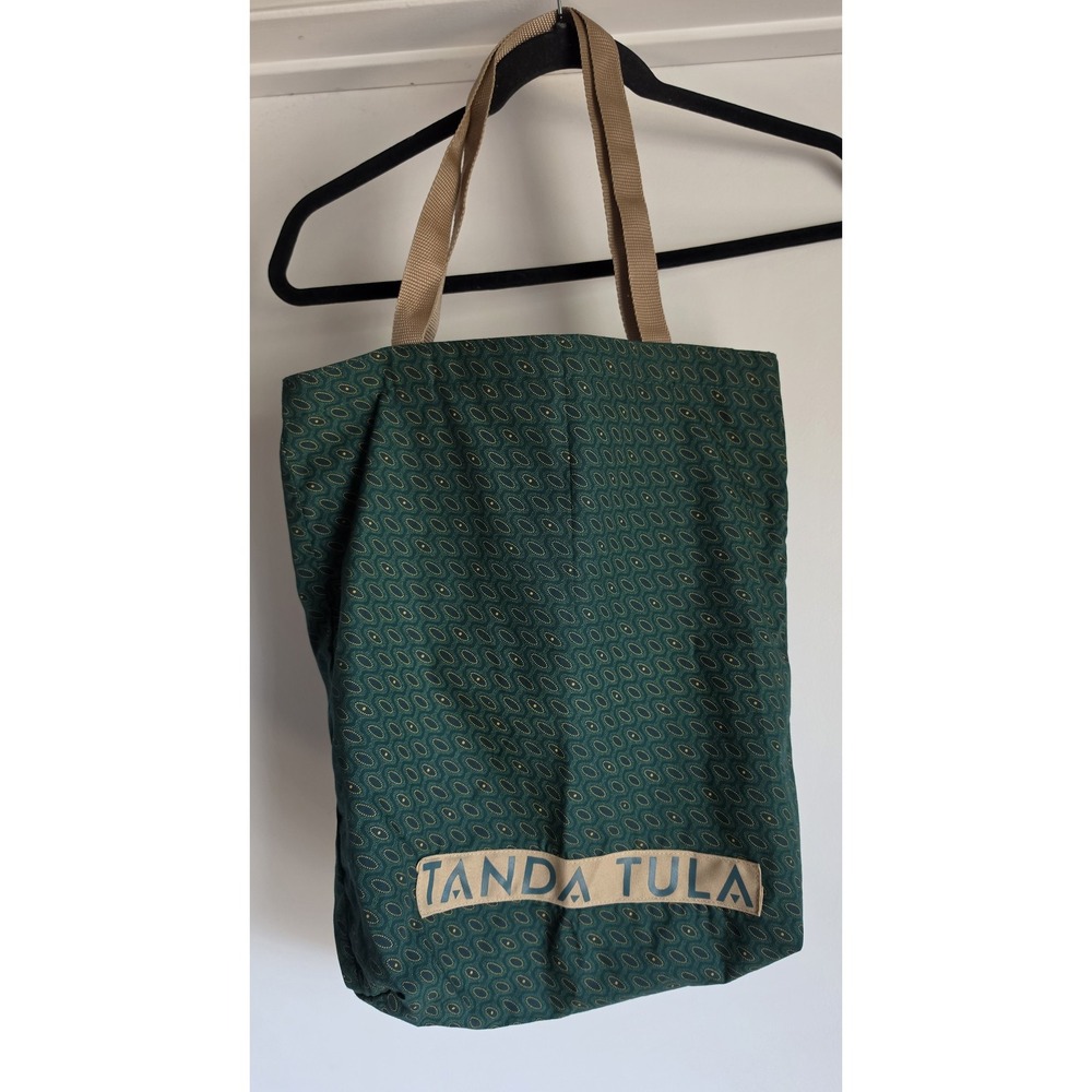 Tanda Tula Tote Bag Green Tan Unisex Shopper Carry All Handbag Purse